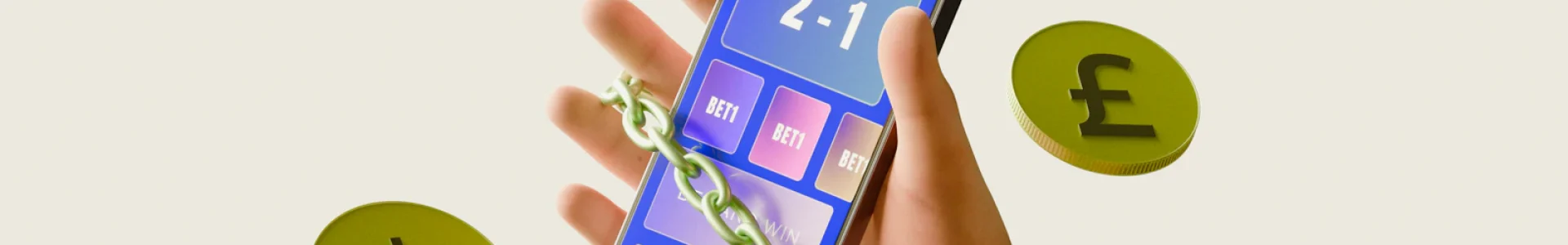 Celular acorrentado com placar de jogo: saque bloqueado em bet